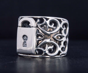 Fashion lock ring with Ornament Sterling Silver Jewelry