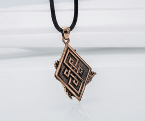 Handmade Pendant with Wolf Bronze Jewelry