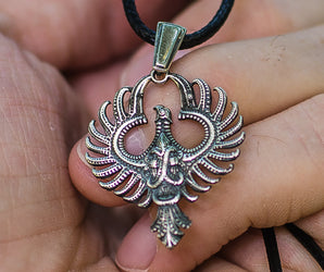 Firebird Phoenix Sterling Silver Pendant Pagan Jewelry