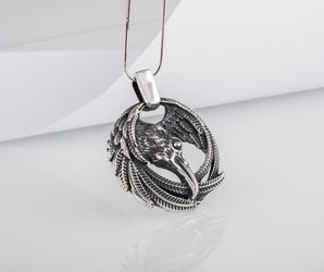 Raven Pendant Sterling Silver Viking Amulet