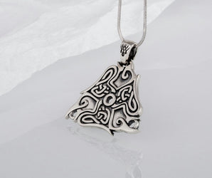Raven Ornament Pendant Sterling Silver Viking Jewelry