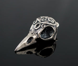 Raven Skull Sterling Silver Pagan Amulet