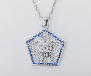 Turtle Pendant With Gems 925 Silver