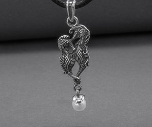 Minimalistic 925 Silver Seahorse Pendant With Pearl, Handcrafted Jewelry