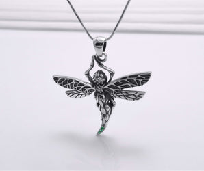 Sterling Silver Detailed Dragonfly Pendant, Handcrafted Nature Jewelry