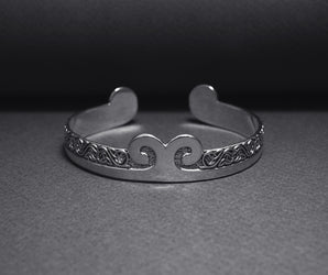 "Viking Troll Cross Bracelet with Ornament, Sterling Silver Norse Jewelry"