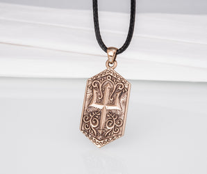 Trident Symbol Pendant Bronze Pagan Jewelry
