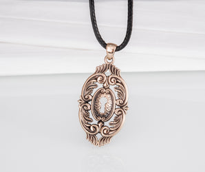 Keyhole Pendant with Ornament Bronze Unique Jewelry