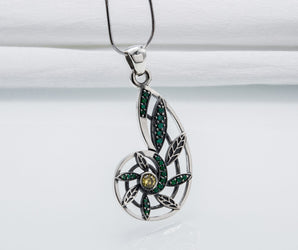 Handmade 925 Silver Pendant With Golden Ratio And Gems