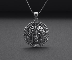 925 Silver Hel Pendant with Norse Ornament, Handmade Viking Jewelry
