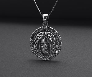 925 Silver Hel Pendant with Norse Ornament, Handmade Viking Jewelry