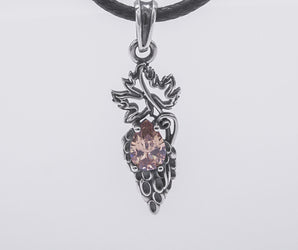 Sterling Silver Vine Pendant With Purple Gem, Handmade Jewelry