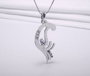 925 Silver Paisley Pattern Pendant with Gems, Handmade Fashion Jewelry