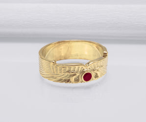 Egypt Ring with Snake Symbol and Cubic Zirconia Gold Unique Jewelry