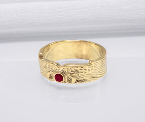 Egypt Ring with Snake Symbol and Cubic Zirconia Gold Unique Jewelry
