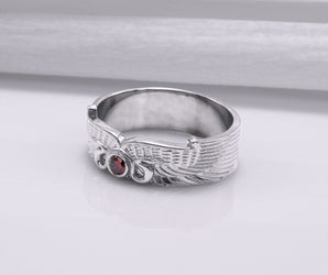 950 Platinum Egypt Ring with Snake Symbol and Cubic Zirconia, Unique Handmade Jewelry