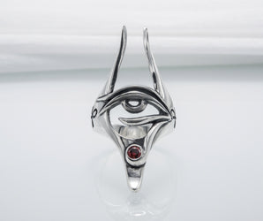 Sterling Silver Anubis Pendant with Eye of Horus, Handmade Egypt Jewelry