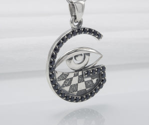 Sterling Silver Pendant With Masonic Symbol And Gems, Unique Handmade Jewelry