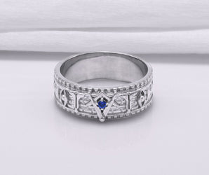950 Platinum Ring with Masonic Symbols, Handcrafted Jewelry