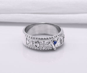 950 Platinum Ring with Masonic Symbols, Handcrafted Jewelry