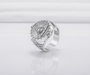 Sterling Silver Ring With Masonic Eye And Tyler Sword, Handmade Jewelry