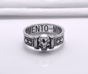 Sterling Silver Momento Mori Ring, Handcrafted Masonic Jewelry
