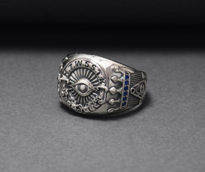 925 Silver H.T.W.S.S.T.K.S Abbreviation Ring with King Solomon's Crown, Handmade Mason Jewelry