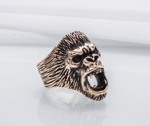 Ape Bronze Animal Monkey Ring Unique Jewelry