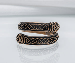 Jormungand Ring with Viking Ornament Bronze Viking Jewelry