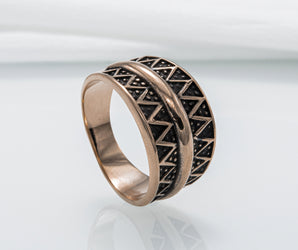 Pagan Ring with Ornament Bronze Viking Jewelry