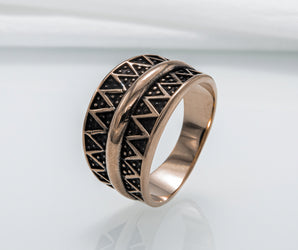 Pagan Ring with Ornament Bronze Viking Jewelry
