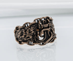 Anchor Symbol with Chain Bronze Unique Ring