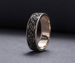 Viking Ring with Scandinavian Ornament Bronze Unique Jewelry