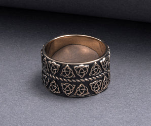 Celtic Ring with Triquetra Symbols Bronze Pagan Jewelry