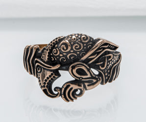 Unique Raven Ring Bronze Norse Jewelry