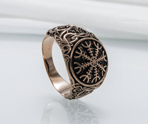 Helm of Awe Symbol with Urnes Style Bronze Norse Ring