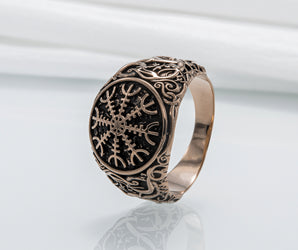 Helm of Awe Symbol with Urnes Style Bronze Norse Ring