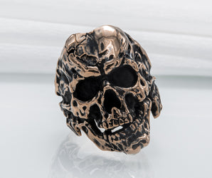 Unique Skull Ring Bronze Biker Jewelry