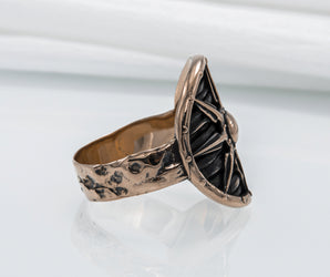 Bronze Shield Ring, Unique Viking Jewelry