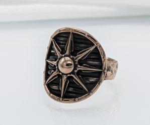 Bronze Shield Ring, Unique Viking Jewelry