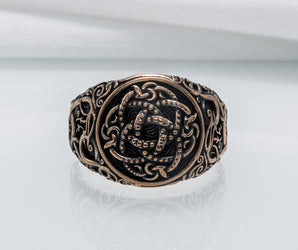 Jormungandr Symbol with Urnes Style Bronze Norse Ring