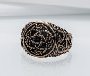 Jormungandr Symbol with Urnes Style Bronze Norse Ring