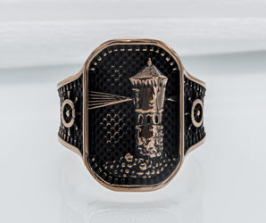 Ring with Lighthouse Bronze Handcrafted Jewelry