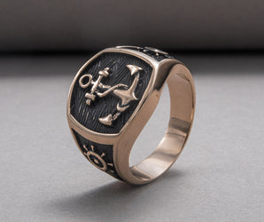 Anchor Symbol Ring Bronze Handcrafted Jewelry