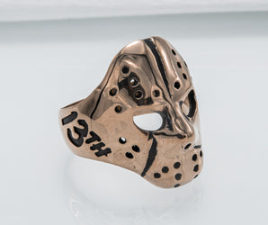 Jason Voorhees Mask Ring Unique Bronze Jewelry