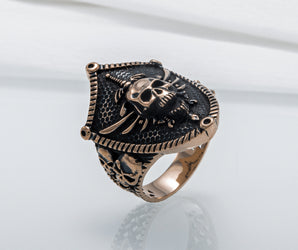 Skull with Shield Bronze Unique Handmade Jewelry