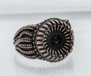Kraken Ring with Skull Bronze Handmade Unique Jewelry