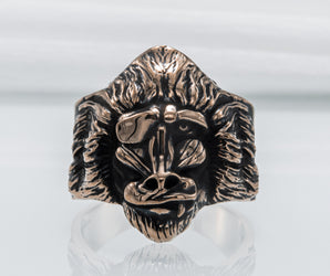 Ring with Baboon Bronze Handmade Jewelry
