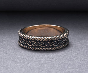 Ring with Ornament Bronze Handcrafted Viking Jewelry