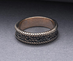 Ring with Ornament Bronze Handcrafted Viking Jewelry